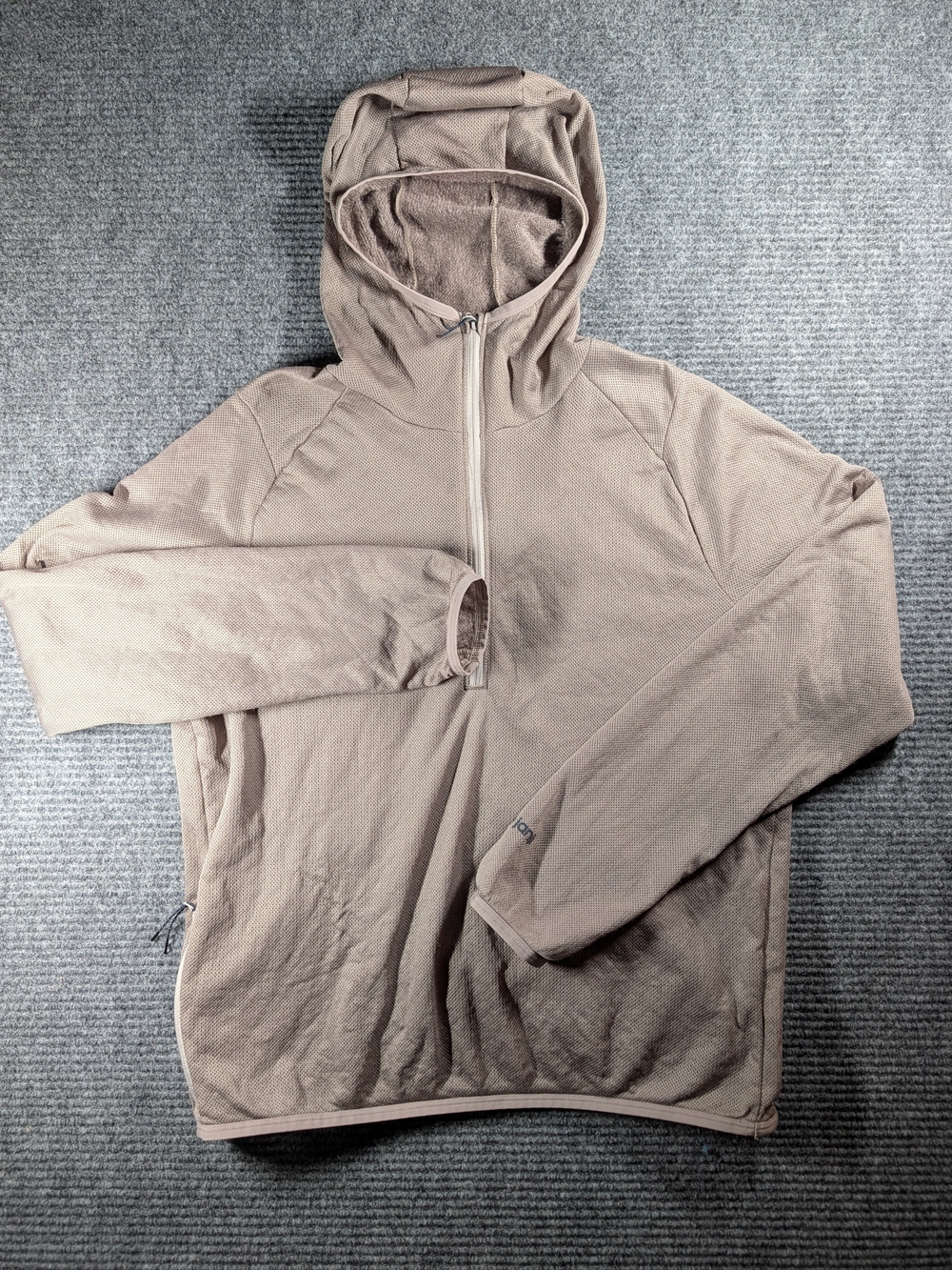 Janji AURAS Ultrafleece Hoodie Half Zip Hooded Silt Brown Mens Size Med.